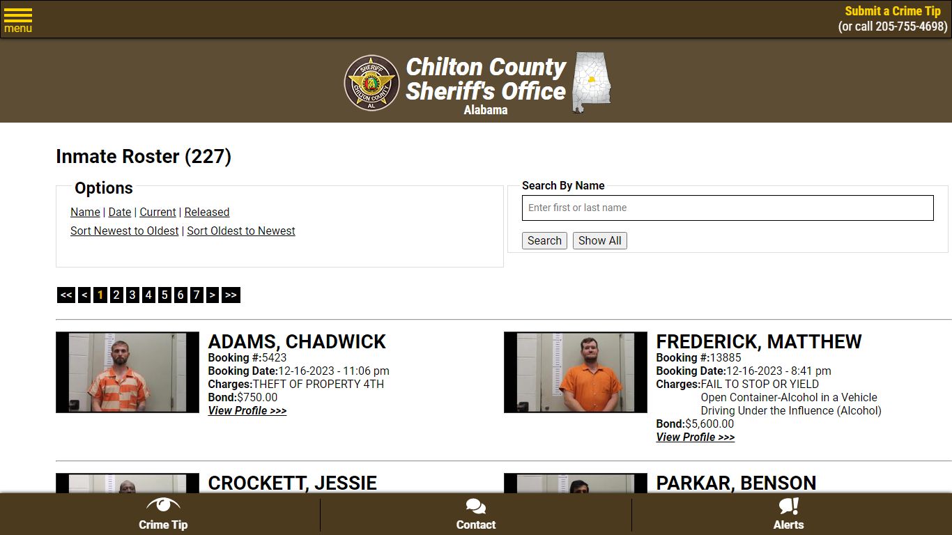 Inmate Roster (217) - Chilton County Sheriff's Office